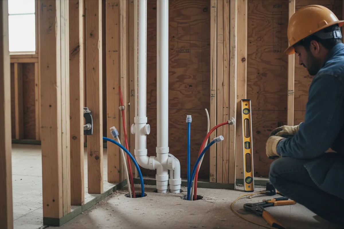 Drain and supply rough-in during Drain Cleaning in Valley Center